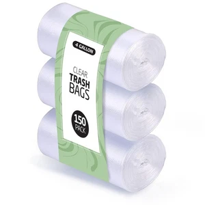 4 Gallon Trash Bags 150 Small Mini Garbage Clear Waste Basket Trash Bulk Plastic - Picture 1 of 6