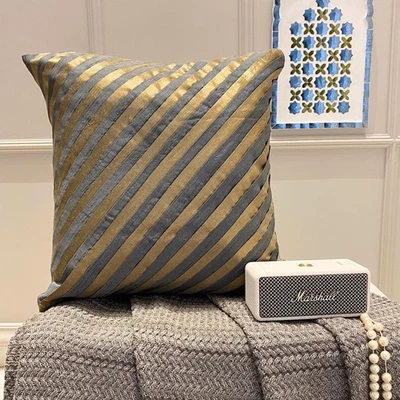 Sofa Cushion Case Grey 16"x16", Room Decor Silk - Unfolding Grey Copper - Image 1 of 4