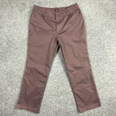 Pantalones chinos informales Lee Wrinkle Free para mujer 10 Petite púrpura frente plano ropa de trabajo Foto 1 de 4