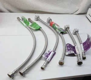 6 Pc Braided Hose Supply Line Lot. - All New - Sink Hoses - Toilet Hoses - Plumb - Picture 1 of 7
