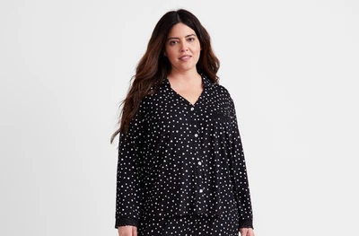 Top de pijama tejido con cuello State of Day para mujer - punto negro - 3X / SOLO TOP. Foto 1 de 2