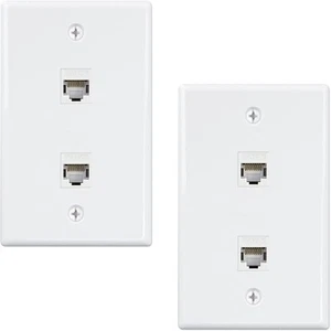Lot de 2 2 ports Ethernet plaque murale, Cat6 femelle vers femelle, RJ45 I2721 - Photo 1/6