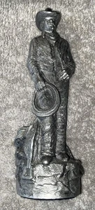 STETSON Pewter Colored Resin Western Cowboy Statue Figural Figurine Rope Hat L - Picture 1 of 6