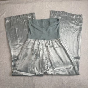 VTG Pj Harlow Blue Silk Pajamas Pants Wide Leg Elastic Waist Women's Size Small - Picture 1 of 9