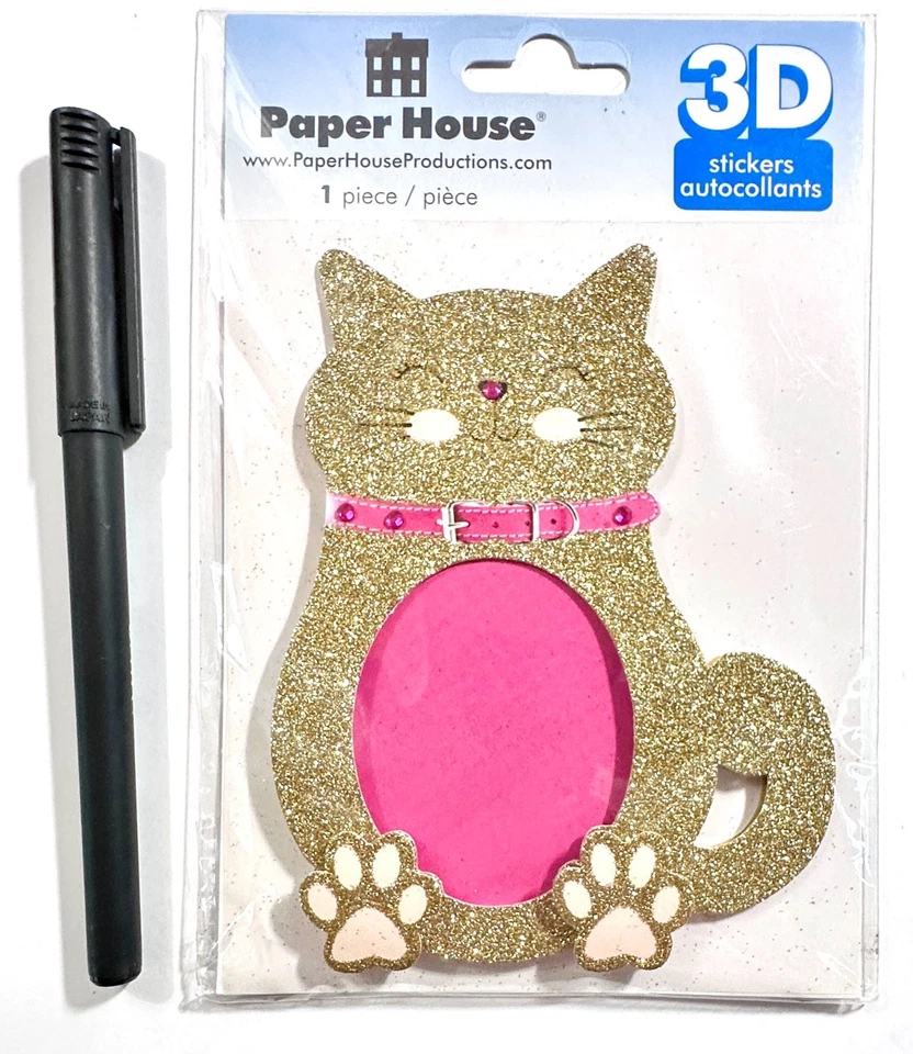 Casa de papel oro brillo marco gato pegatinas álbum de recortes fabricación de tarjetas Foto 1 de 1