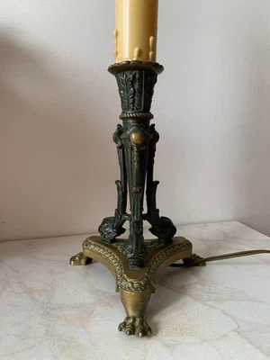 PIED DE LAMPE, style empire, bronze, hauteur 29 cm - Photo 1/4