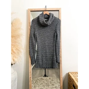 Classiques Entier Gray Cowl Neck Tunic Sweater Size Small Chunky Knit Cottage - Picture 1 of 8