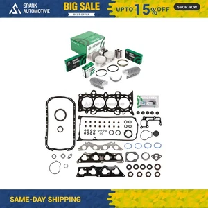 Full Gasket Set Pistons Bearings Fit 01-05 Honda Civic VTEC 1.7L D17A2 D17A6 - Picture 1 of 12