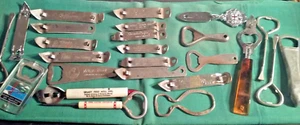 Junk Drawer Lot 25 Various Bottle Can Paint Metal OPENERS Advertising Unsearched - Picture 1 of 21