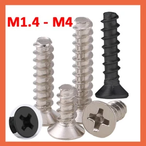Self Tapping Screws Countersunk Flat Head Tappers M1.4 M1.7 M2 M2.3 M2.6 M3 - M4 - Picture 1 of 100