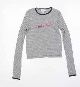 Topshop Womens White Polyester Blend Cropped T-Shirt Size 8 - Love - Picture 1 of 12