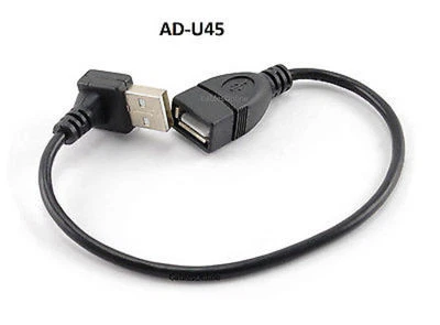 Cabo de extensão 8" USB 2.0 macho ângulo reto (posição para baixo) para fêmea, AD-U45 - Imagem 1 de 4