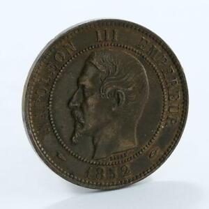 France 10 (Dix) centimes Napoleon III AUNC bronze coin 1852 A