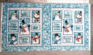 1 Panel 23x22" Squares "Frosty Fun" Christmas Sue Zipkin/Clothworks Fabrics - Picture 1 of 5