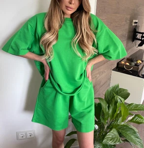 Cotton Women's Summer Suit with Shorts and Top Classic Two-piece Set Tracksuit - Picture 1 of 20