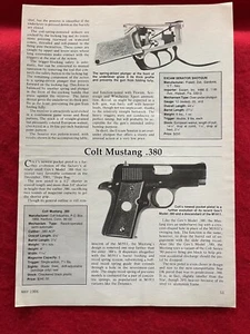 Colt Mustang .380 Pocket Pistol 1986 Print Ad Specs & Accuracy Charts Photos - Picture 1 of 8