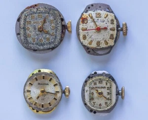 Vintage Bulova Womens Watch Movement Ladies VTG Parts or Repair Set of 4 - Picture 1 of 7