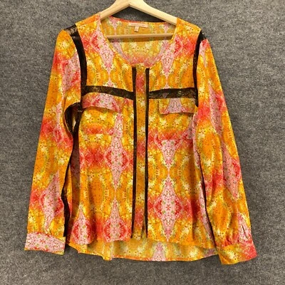 Blusa Gibson & Latimer Mujer L Grande Naranja Geométrica Manga Larga Cuello Redondo Foto 1 de 4