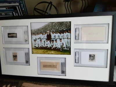 1934 Baseball Tour of Japan 5 Autograph Display w/Print-Babe Ruth& Lou Gehrig - Image 1 of 4