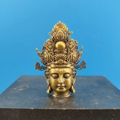 Brass Solid Game Black Myth Spirit Machine Bodhisattva Buddha Head Statue - Image 1 of 4