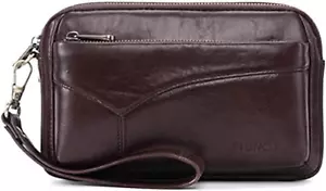 Leather Clutch Purse Wallet for Men Organizer Holder Wrist Bag - Picture 1 of 12