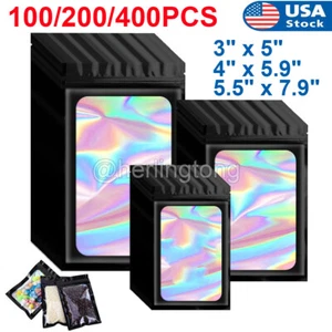 100/200/400 bolsas Mylar a prueba de olores bolsa de papel de aluminio holográfico resellable - Imagen 1 de 9