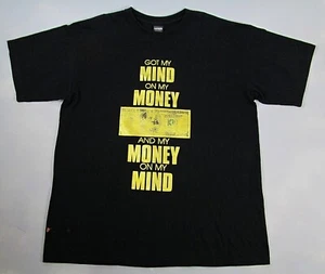 Vtg Y2K 90s Mind On My Money And Money On My Mind T-Shirt Mens XL Black Ruba - Picture 1 of 7