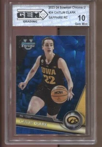 2023-24 Caitlin Clark Bowman Chrome U Sapphire #34 Gem Mint 10 RC Indiana Fever - Picture 1 of 2