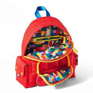 Lego X Target Red Quilted Puffer Bag Backpack School Bookbag Limited Edition New - Picture 1 of 1