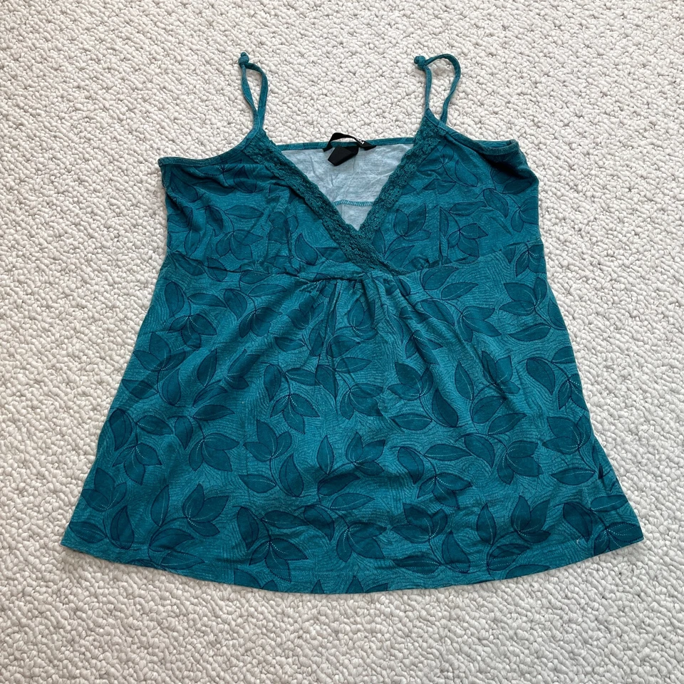 Camiseta sin mangas H&M Juniors grande azul floral algodón cuello en V lisa sin mangas suave Foto 1 de 4