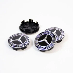 4pcs Nabendeckel schwarz Lorbeerkranz For Merc&edes-Be&nz Durchmesser 65 / 75 mm - Bild 1 von 4