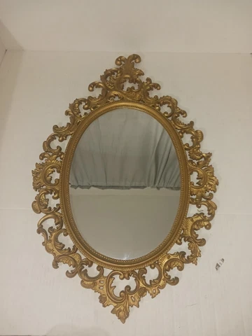 Vintage Gold Burwood Rococo Ornate Oval Wall Mirror Cover