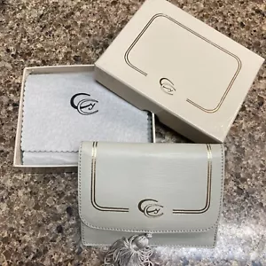 Carrera-Y-Carrera Jewelry Leather Pouch, Grey & Gold Color, in Box - Picture 1 of 5
