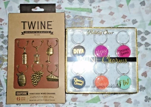 Weinglas Charms zwei Sets 12 Stück insgesamt Neu - Bild 1 von 8