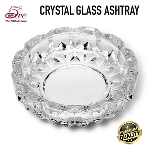 Premium Crystal Clear Glass Ashtray Heavy Ash Tray Outdoors Indoors Home Decor - Picture 1 of 4