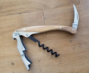 VITE SUGHERO CAMERIERE legno di ulivo e metallo HD bar vino chiave apribottiglie e rimuovi tappo - Foto 1 di 3