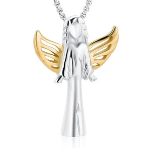 Angel Urn Necklace for Women Girl Stainless Steel Ashes Urn Pendant Ashes Holder - Picture 1 of 35