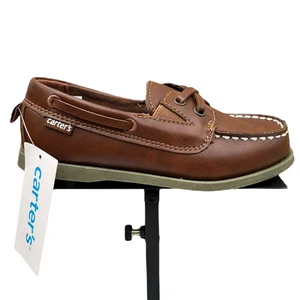 Carter’s Little Boys Boat Shoes Size 10-12 Brown Slip-On Casual Classic Style - Picture 1 of 15