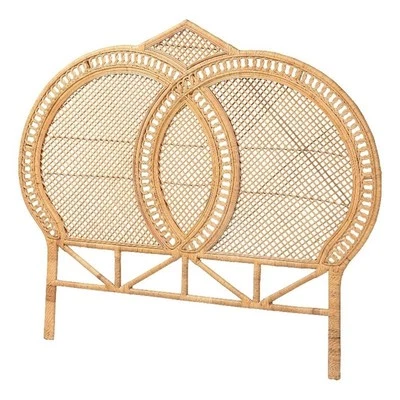 Cabecero de ratán Bali & Pari Nerita tejido a mano panel de mimbre miel tamaño queen Foto 1 de 4