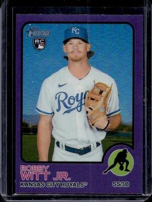 2022 Topps Heritage Bobby Witt Jr. Chrome RC Purple Refractor Rookie #520 Royals - Image 1 of 2