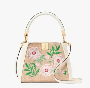 Kate Spade Phoebe Festival Floral Straw Small Top Handle Satchel KL045 NAM - Picture 1 of 6