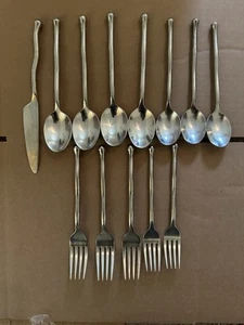 Gourmet Settings 18/8 EXOTIQUE PLATINUM Stainless Wavy Flatware 13 Piece - Picture 1 of 3