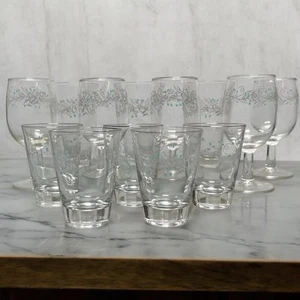 Lotto 13 bicchieri da vino vintage Celeste MCM anni 60 turchese argento trasparente - Foto 1 di 8