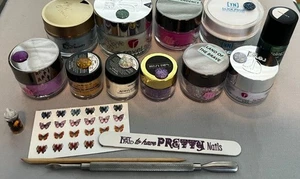 Mystery Grab Bag Nail Manicure 10 Acrylic Dip Color Powders + Bonuses $85 Value - Picture 1 of 10