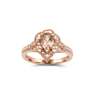 10K Rose Gold Morganite and Diamond 0.120cts Ring Size 7 for Women - Picture 1 of 2