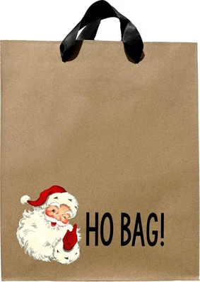 Divertida Bolsa de Regalo Santa Ho Ho Ho Kraft con Cinta - Novedad Bolsa de Regalo Elefante Blanco Foto 1 de 2
