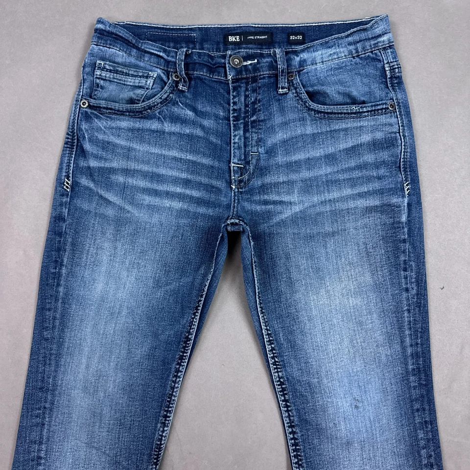 Pantalones de mezclilla BKE con hebilla para hombre 32x30 azules Jake descoloridos rectos (etiqueta 32x32) Foto 1 de 4