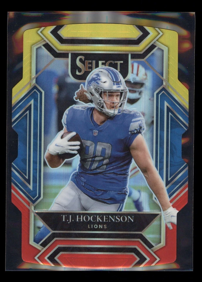 2021 Panini Select #213 T.J. Hockenson Red and Yellow Prizm Die Cut - Image 1 of 2