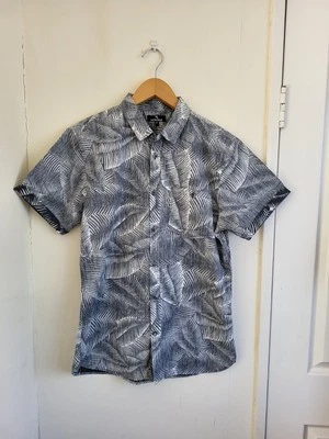 Camisa Twisted Soul Para Hombre Talla M Gris Blanca Hawaiana Manga Corta 100% Algodón Foto 1 de 4