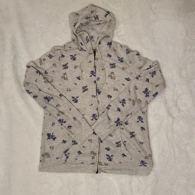 Mossimo 华夫饼花卉轻便拉链连帽衫中号休闲 Cottagecore 仙女 — 第 1/4 张图片